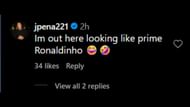 Screenshot of Pena's comment on Julia Grosso's Instagram post (Image from - Instagram.com/@juliagrosso7)